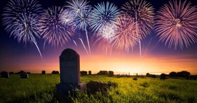 Firefly gravestone wiuth fireworks 11975