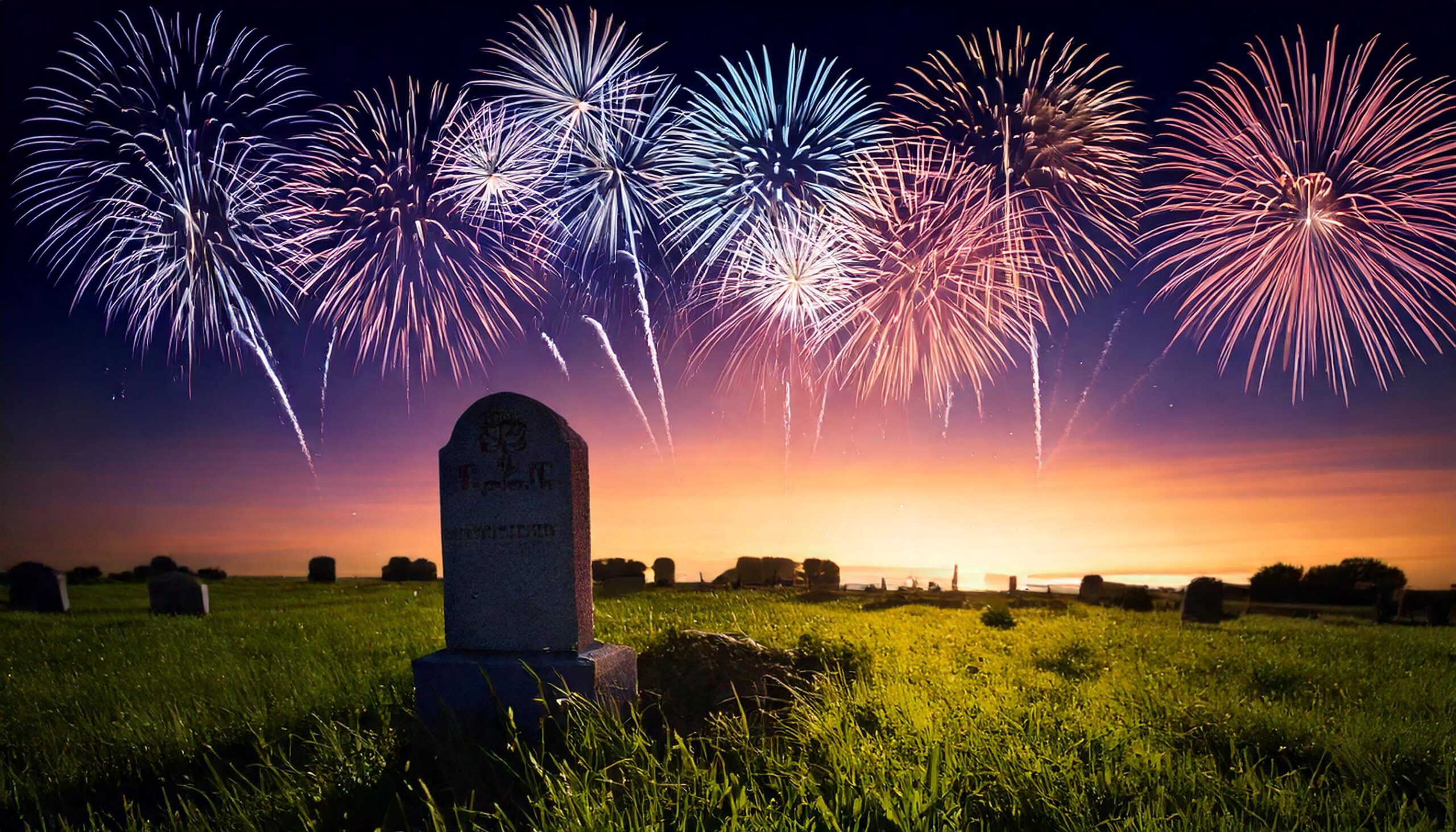 Firefly gravestone wiuth fireworks 11975